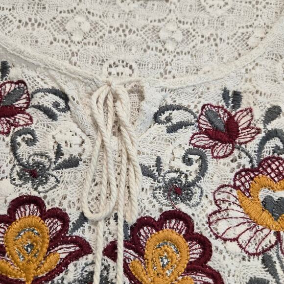 Flying Tomato Floral Embroidered Boho Peasant Top Sz M Festival Boho Hippie - Picture 7 of 9